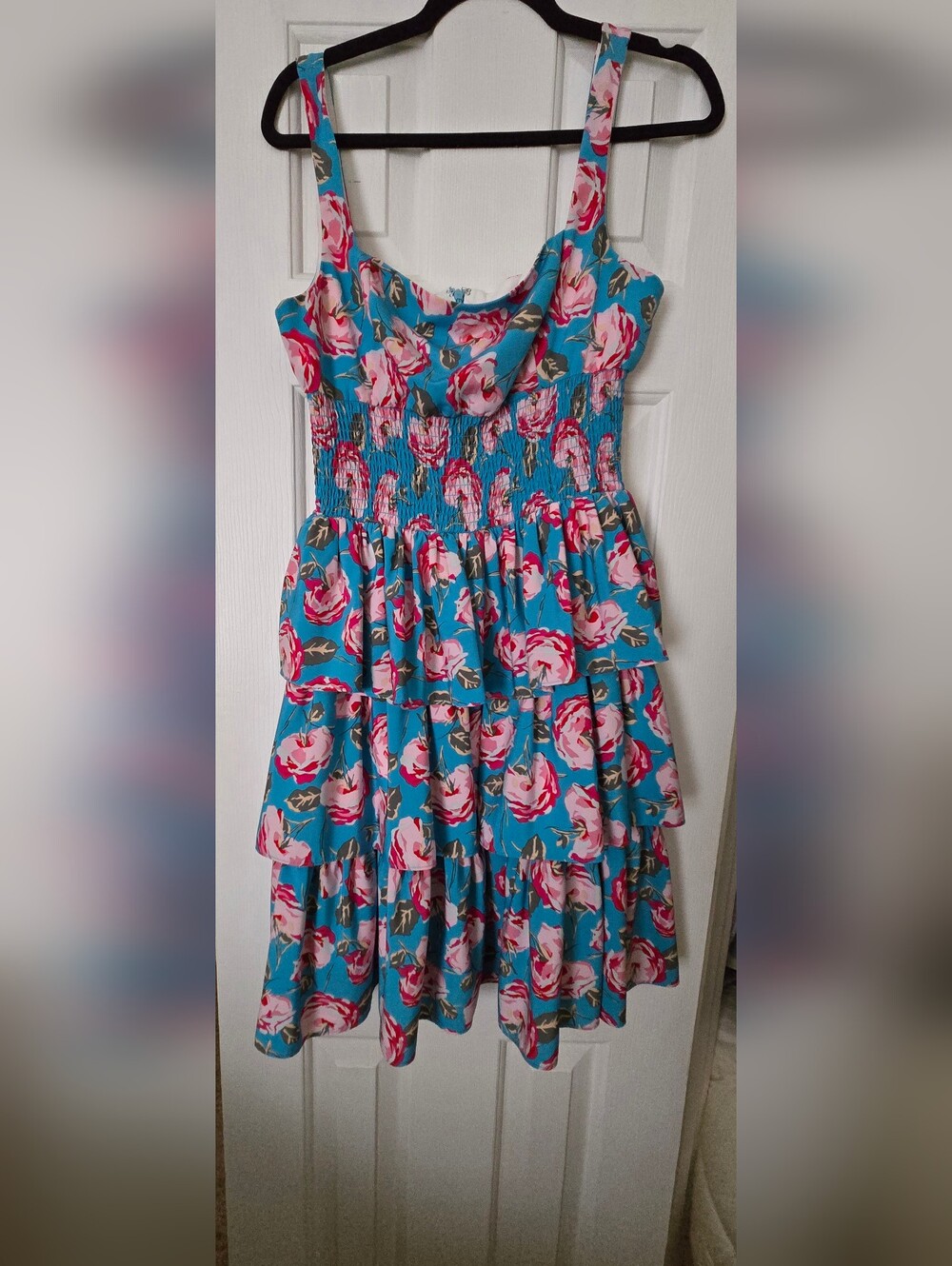 Betsey Johnson Turquoise Blue Floral Tiered Sundress